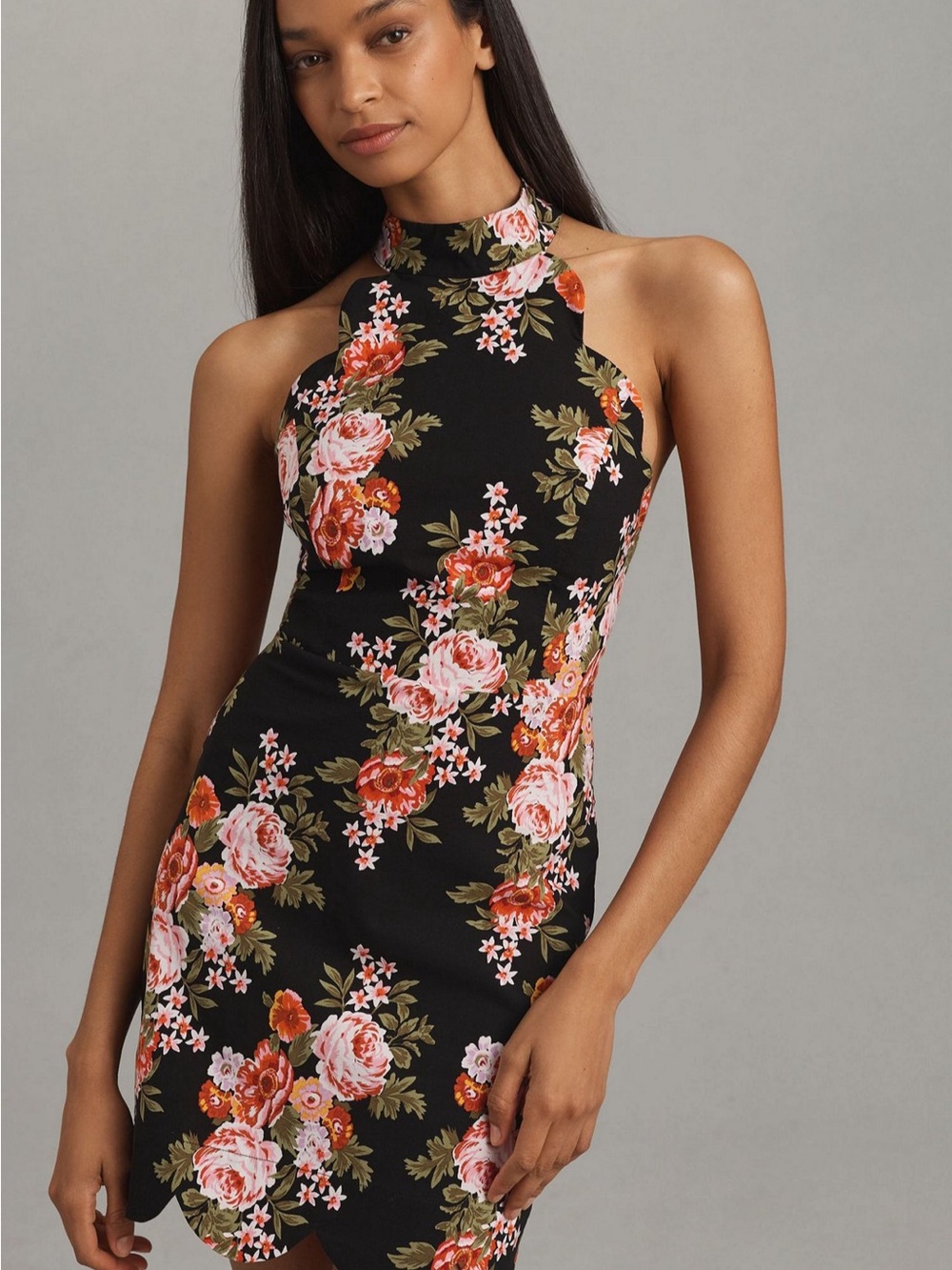 Maeve One-Shoulder Floral Bodycon Dress - Black, Pink, Coral